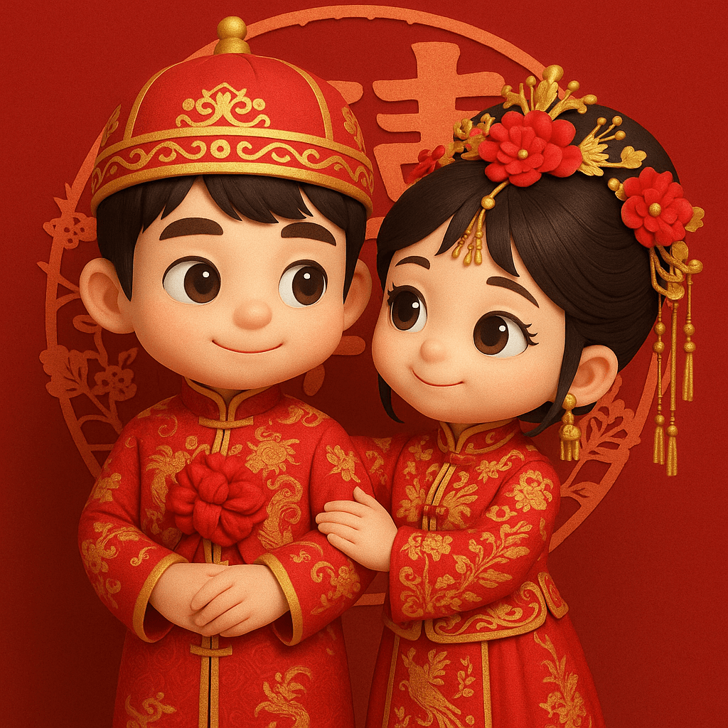 三维卡通中式婚礼