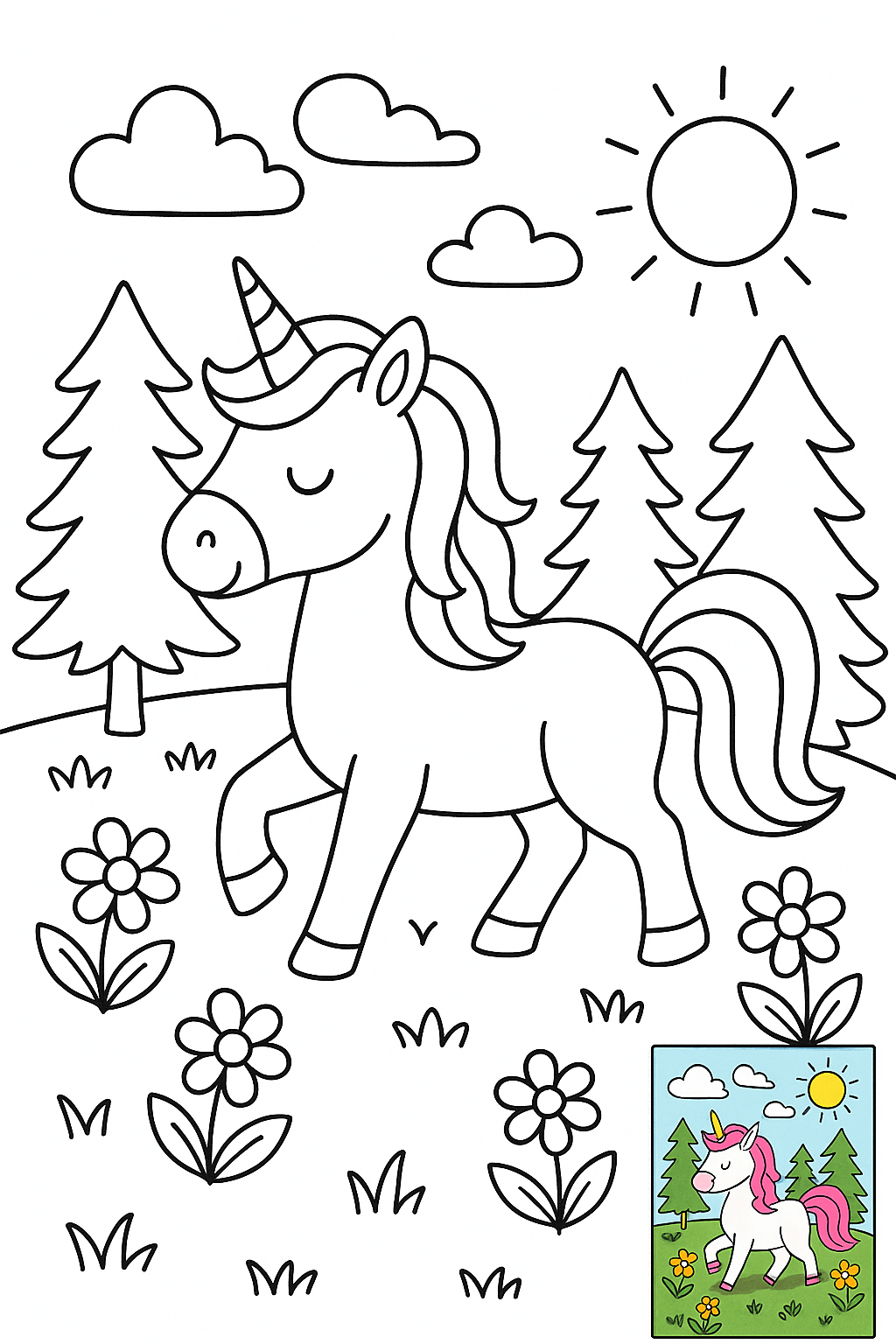 儿童涂色页插画