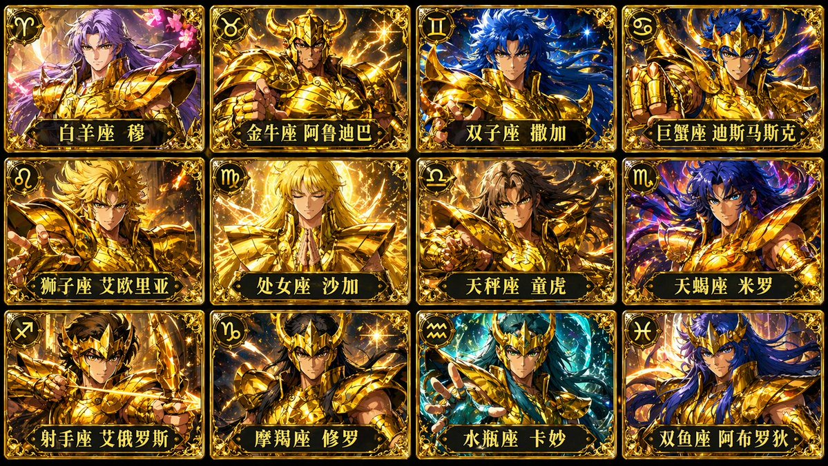 圣斗士星矢黄金圣斗士卡牌网格图