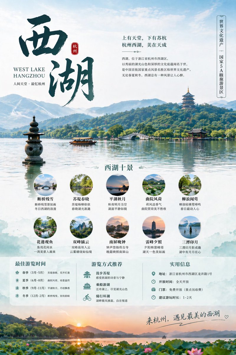 杭州西湖旅行海报
