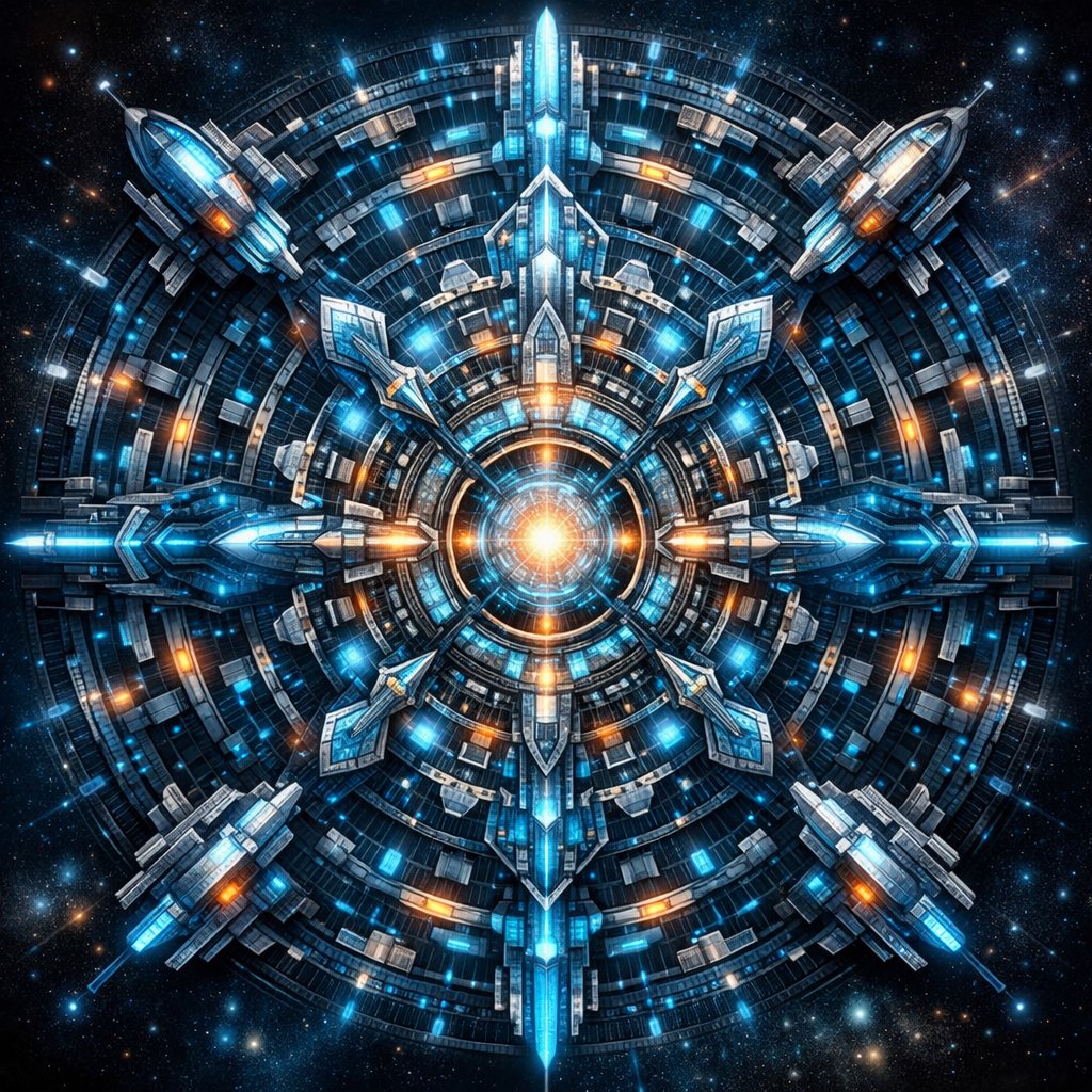 未来主义曼荼罗插画
