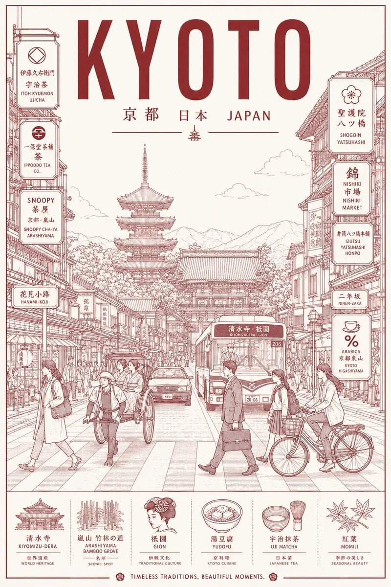极简线稿旅行海报 参考图 1
